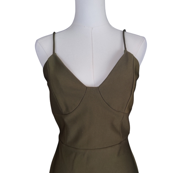 Preppy Olive Green Bodycon Dress - Picture 2 of 14